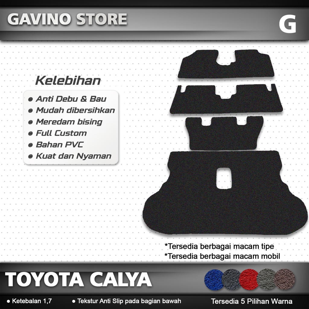 karpet mobil mie bihun toyota calya full bagasi / karpet mobil toyota calya full set / karpet coilma