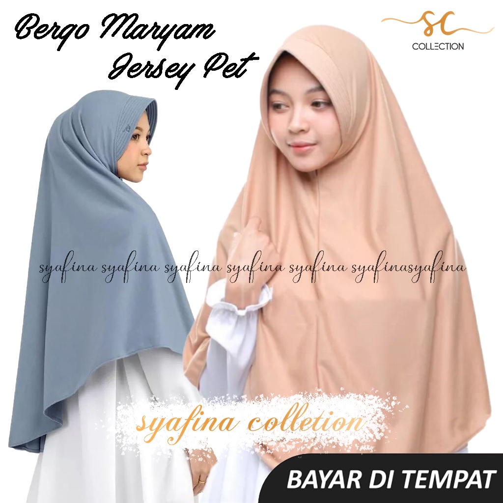 [COD] Syafina-Kerudung Bergo Jersey Pet Jilbab Instan Jersey Jumbo Premium