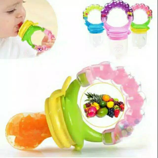 Empeng dot buah bayi gagang besar mainan kerincing