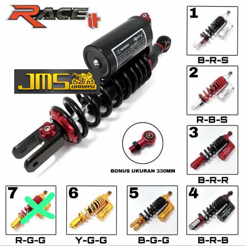 shock shockbreaker race it tabung atas ukuran 310/330 mm mioj Mio m3 mio soul gt125 beat Scoopy Vario 125/150 spacy xeon lexi freego gear 125