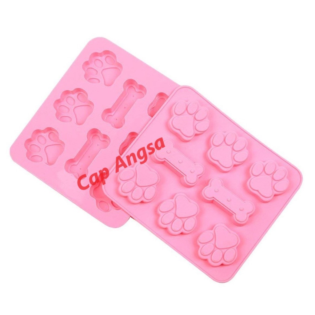 CETAKAN SILICONE PET PAW BONE 8 CAVITY CETAKAN SILIKON TULANG TELAPAK HEWAN AGAR PUDING FONDANT CHOCOLATE MOLD 3D KUE