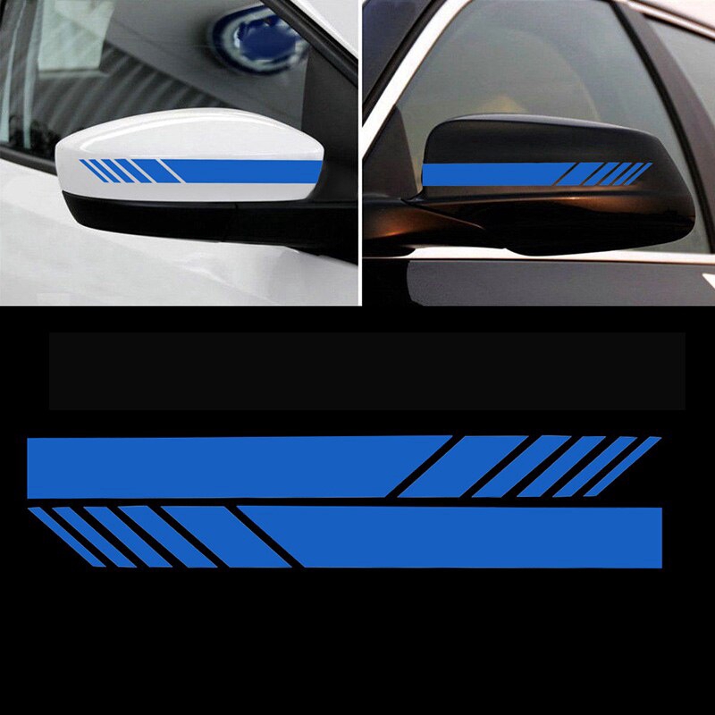 2pcs Stiker Motif Garis Bahan Vinyl Untuk Dekorasi Kaca Spion Mobil