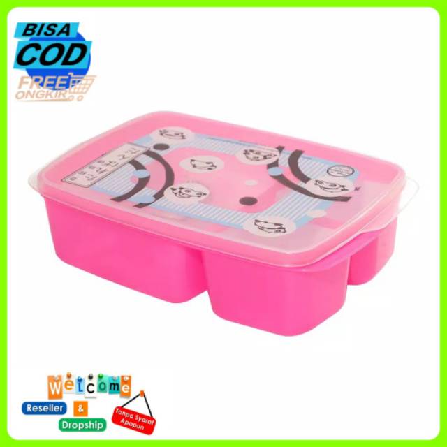 LUNCH BOX SEKAT 3 GAMBAR/ OMPRENG ANAK / OMPRENG SEKOLAH / OMPRENG BEKAL / OMPRENG KEKINIAN