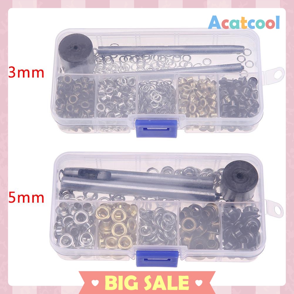 Metal Eyelet Set DIY Leather Hole Clothes Accessories with Knocking Tool