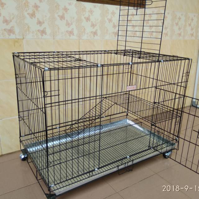 Kandang kucing lipat roda jumbo P 95  XXL (Kode : 04Rd)