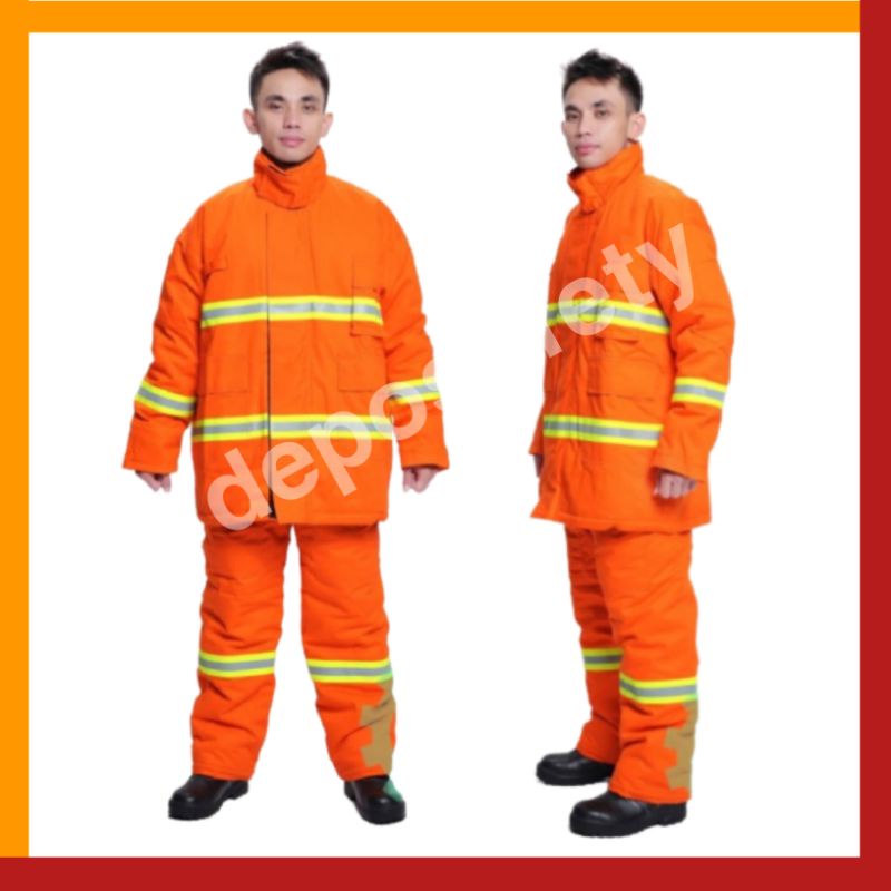 Baju Setelan Pemadam Kebakaran Orange Bahan Berkualitas - Firefighter Suit Murah