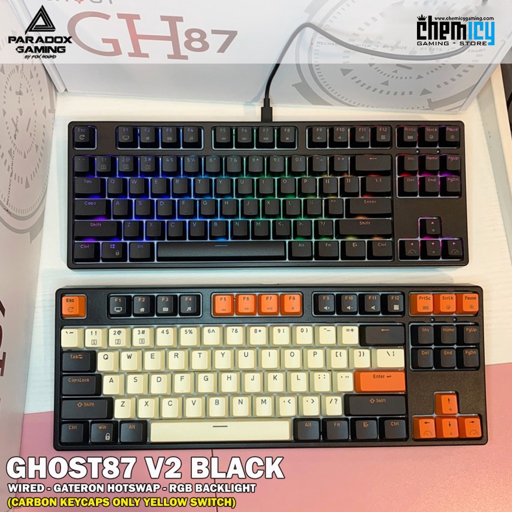 Paradox Gaming GHOST87 V2 Black Hotswap RGB Mechanical Gaming Keyboard