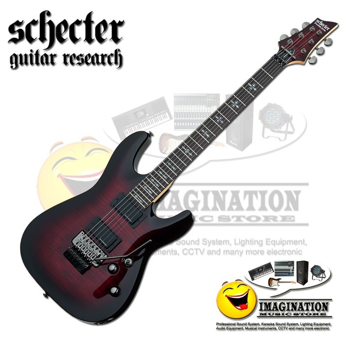 Schecter Demon-6 FR Flamed Maple Top in Crimson Red Burst