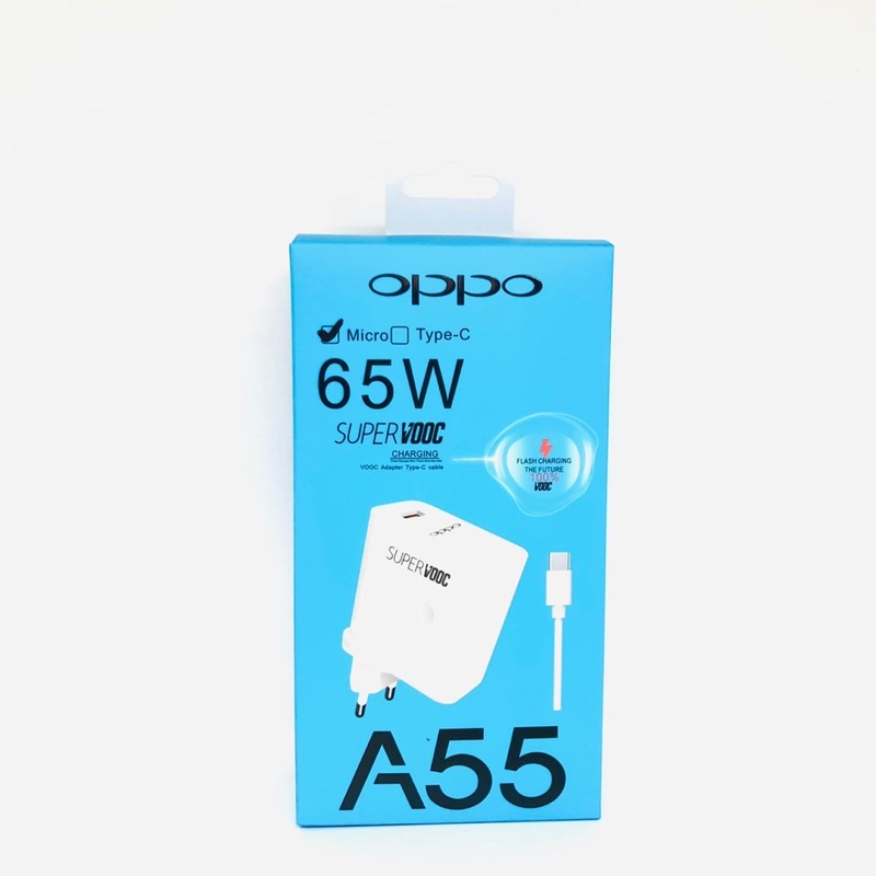 TRAVEL CHARGER OPPO A55 MICRO DAN TYPE C 65W SUPER VOOC