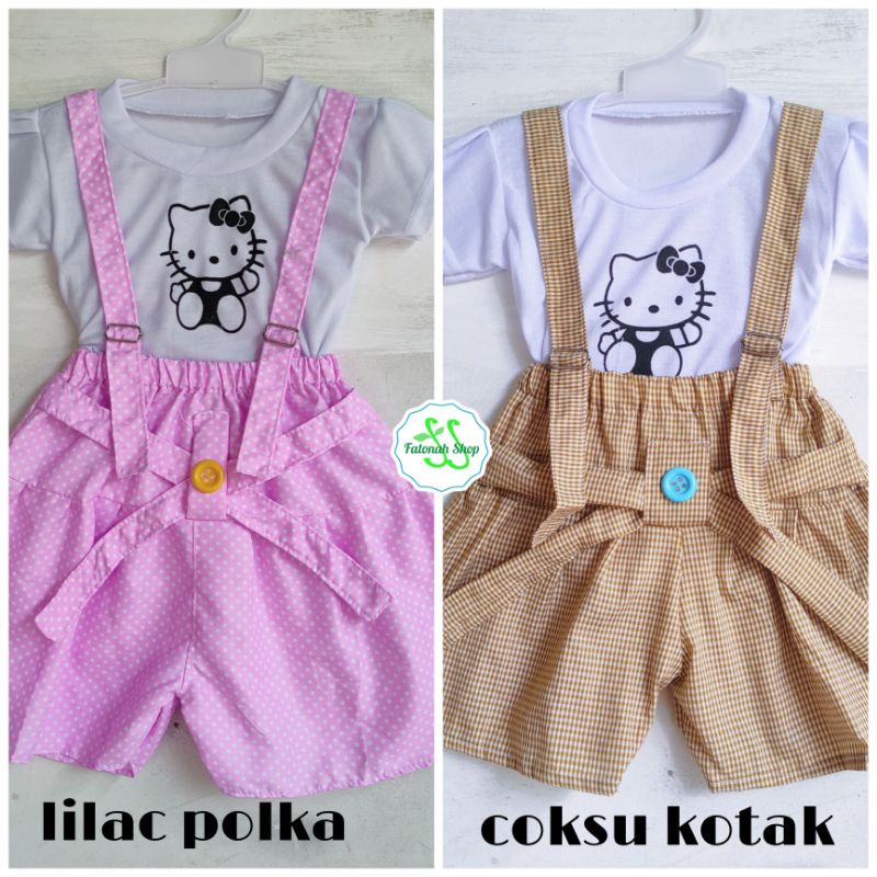 overall anak 2 3 tahun cewek celana kodokan aura dress anak ( overall celana kancing benik )