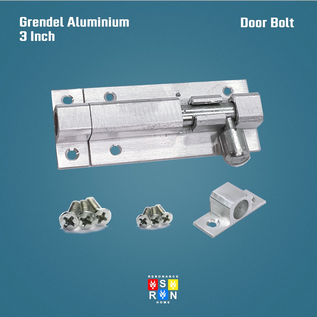 Slot Pintu Jendela Grendel 3 Inch 7 cm Alumunium + Skrup dan Baut Resonance Home