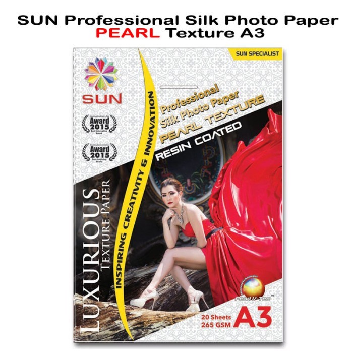 

(DISKON TERMURAH) Kertas Foto - SUN Professional Silk Photo Paper 265 A3 PEARL Texture - Surabaya