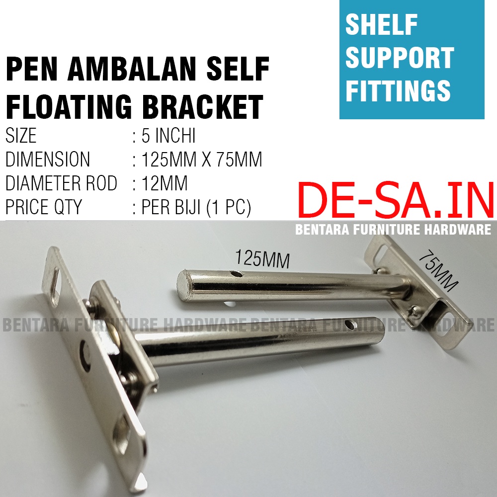 5 Inchi Pen Ambalan Melayang Tembok  - Braket Bracket Floating Shelf Wall