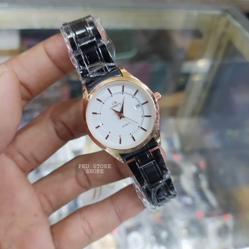 JAM TANGAN WANITA IMPORT FITUR TANGGAL WANITA ANTI AIR RANTAI STAINLES STEL JAM TANGAN KASUAL WANITA TERBARU FREE BATRAI CADANGAN JAM ANGAN WANITA MIRETE 7789