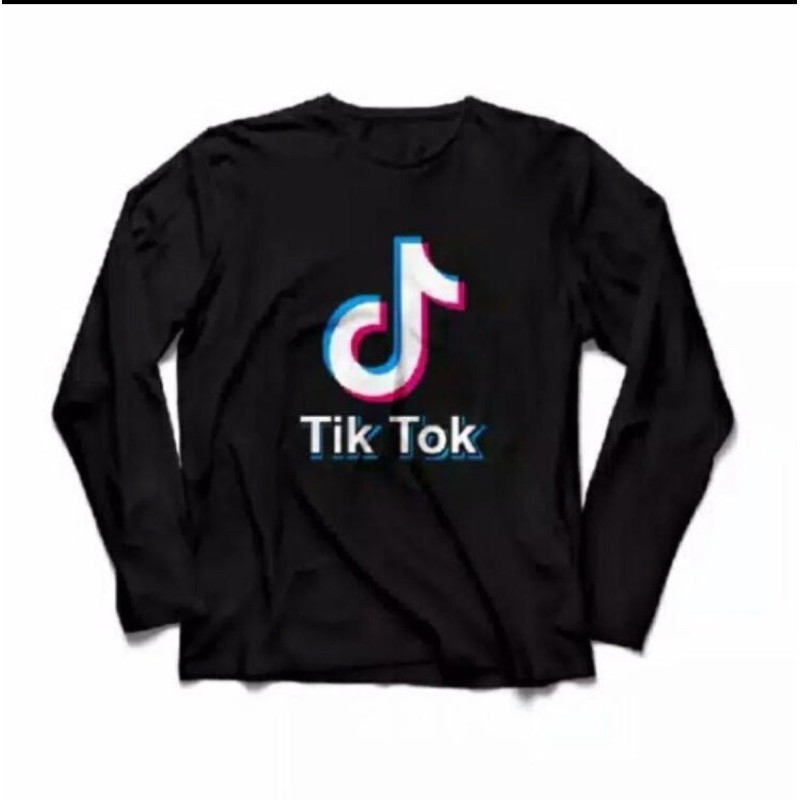 BAJU LENGAN PANJANG KAOS PRIA WANITA LOGO TIKTOK SOSIAL MEDIA