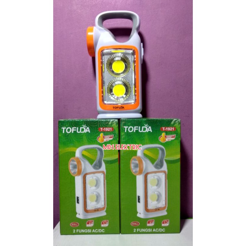 Lampu Emergency 2 Fungsi AC / DC Tofuda 5 Watt + 10 Watt x 2 cob