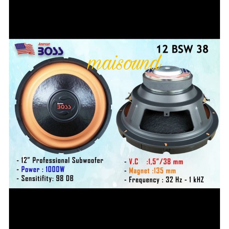 SPEAKER SUBWOOFER AMERICAN BOSS 12 BSW 38 12 INCH 12BSW38 12 BSW38