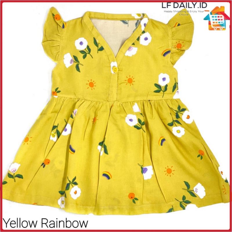 Baju Bayi Cewek 0 6 Bulan sd 1 Tahun | Baju Bayi Cewek Murah-Yellow Rainbow
