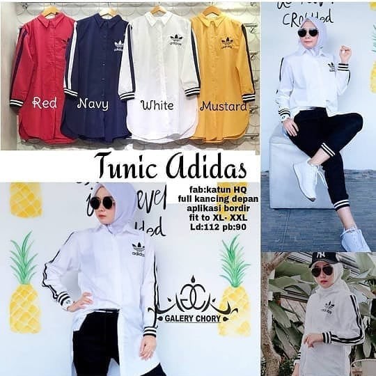 KAOS Wanita Dewasa Remaja Kekinian Branded  Modis Pula ADIDAS STRIPA REAL PICTURE LONG TUNIK MUSLIM