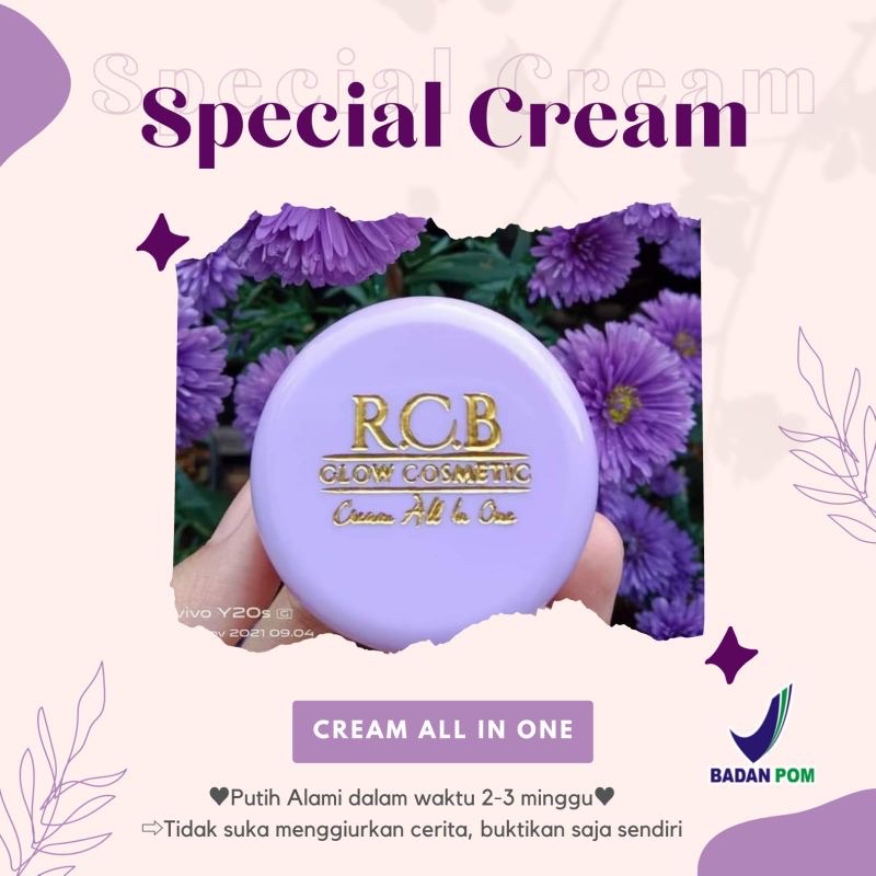 (NEW FORMULA)CREAM ALL IN ONE RCB GLOW || RCB GLOW COSMETIC || RCB GLOW SKINCARE BPOM FORMULA TERBAR