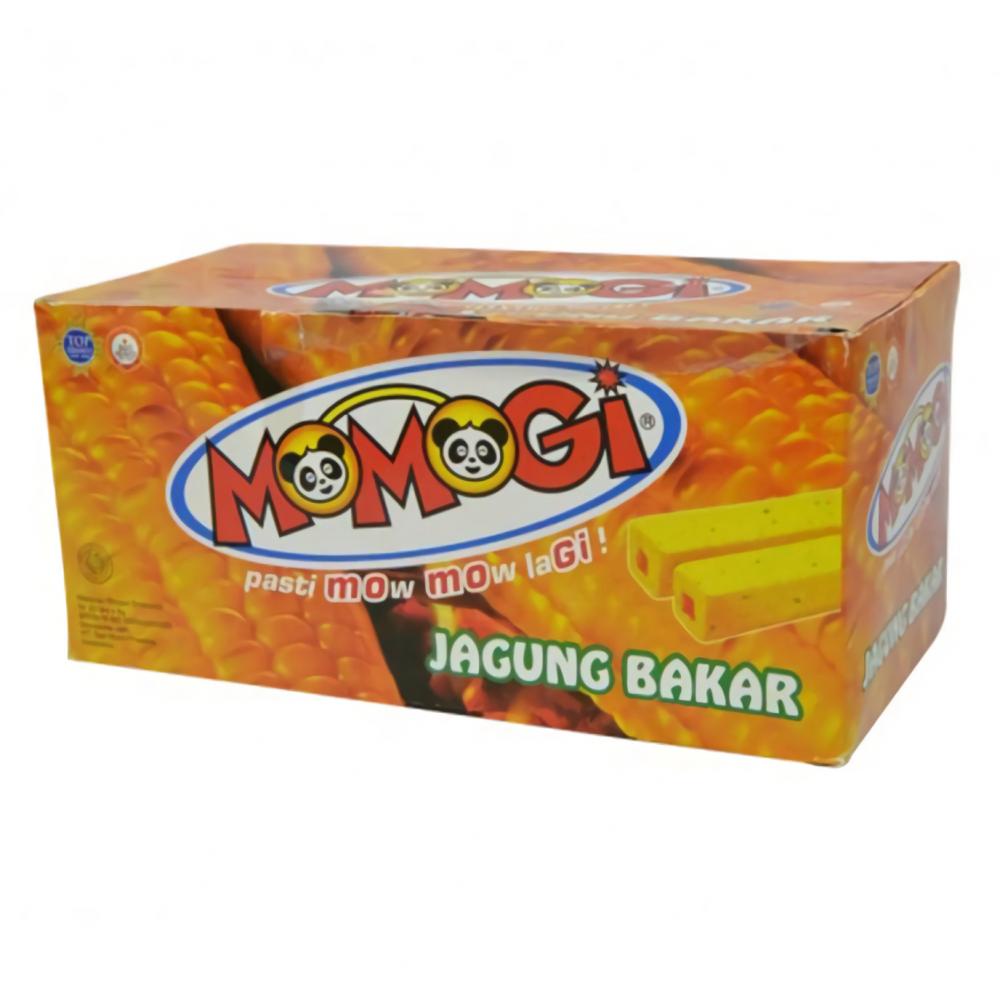 MOMOGI SNACK Coklat/Jagung Bakar/Keju/Tutti Fruitti - Isi 20pcs @5gr / MOMOGI SNACK WAFER STICK EXTRUDAT MAKANAN RINGAN CEMILAN JAGUNG BAKAR  COKLAT 1 BOX ISI 20 PCS