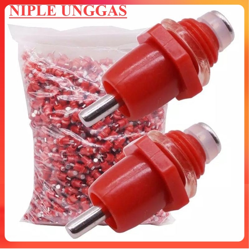 Alat Minum Ayam Puyuh Kelinci Otomatis P002 Nepel Merah Nipple Nepel Nipel Peternakan Hewan Ternak