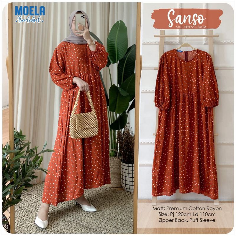 MIDI DRESS / GAMIS MIDI KATUN RAYON PREMIUM MOTIF LD 105 110 115 120 Nuta Shop by Moela