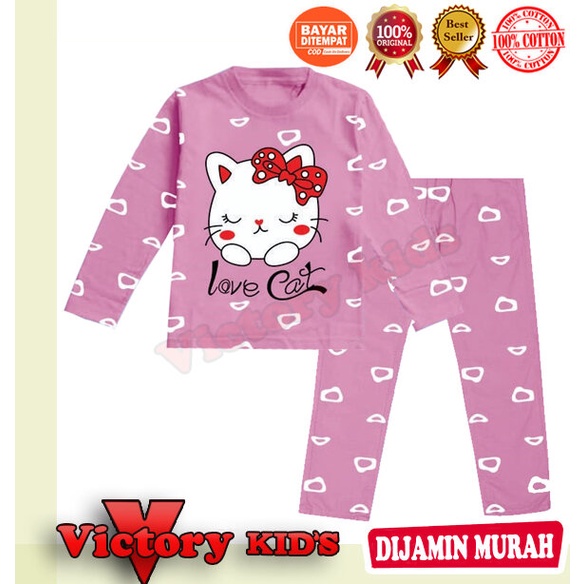 Victory kid's setelan/piyama tangan panjang anak perempuan 1-10 thn