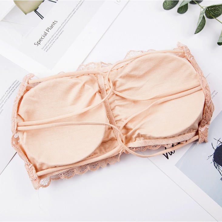 Gobra ♕ PW088 (Bahan Tipis) Bra Kemben Renda With Cup Sexy Back Fashion Korea Tanpa Tali Import COD