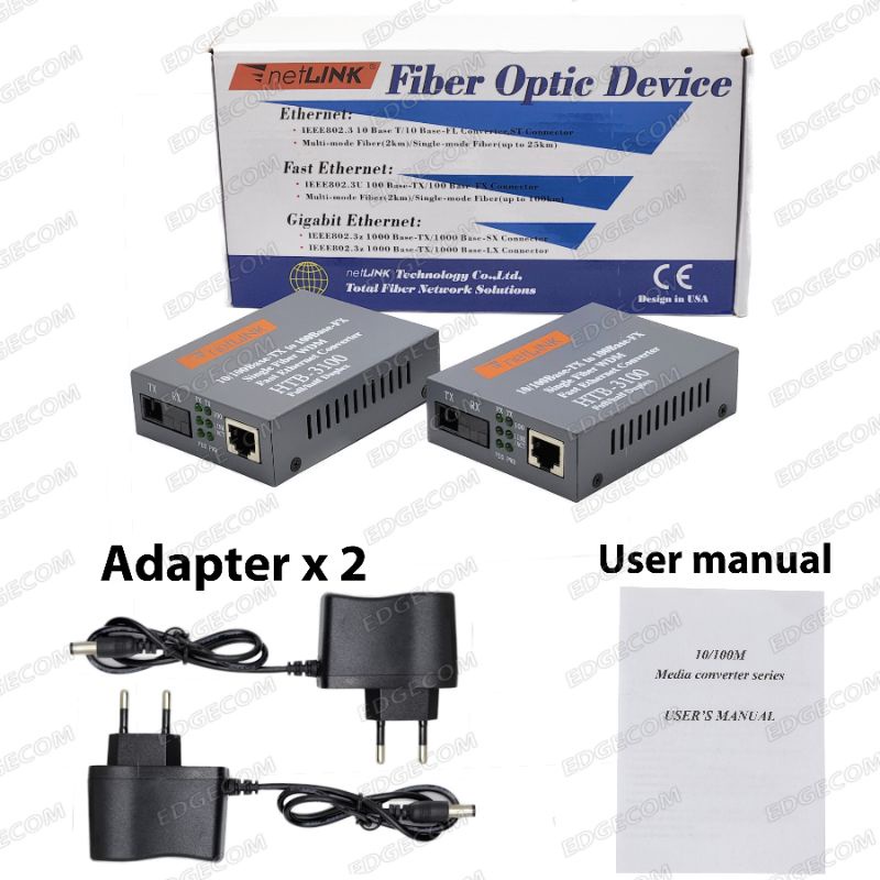 HTB 3100 A+B Fiber Optic Optical Media Converter NETLINK 10/100 Ethernet switch HTB3100