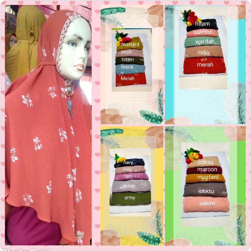 HIJAB BERGO MARYAM PLISKET MOTIF BUNGA PREMIUM