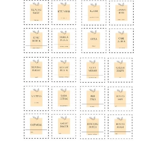 Lebel Bumbu dapur / Stiker Set / Stiker bumbu dapur (20pcs) || bumbu dapur