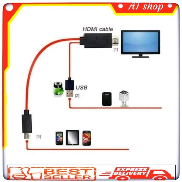 MHL KABEL USB HDTV HDMI V8 MICRO UNIVERSAL kabel hdmi dari hp ke tv