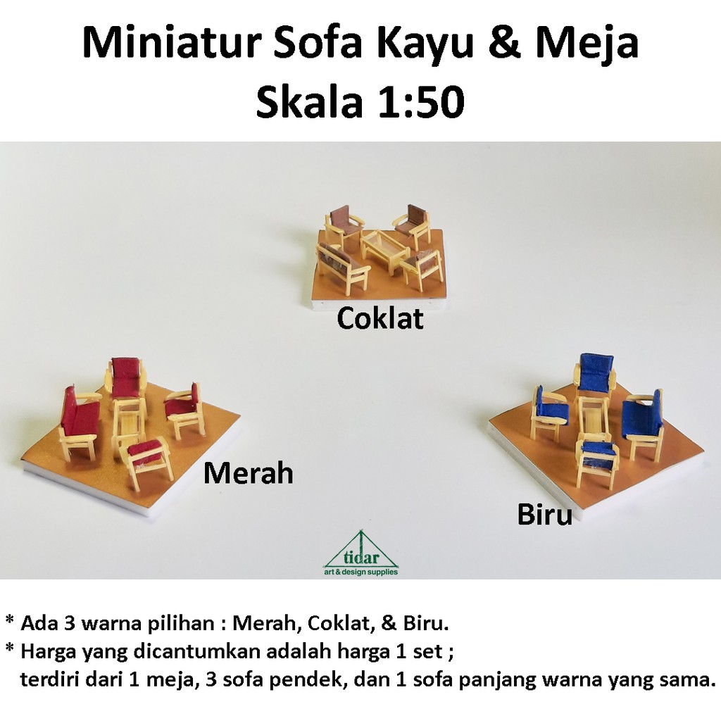 

[MR] Miniatur Maket Sofa Kayu dan Meja HR Skala 1:50