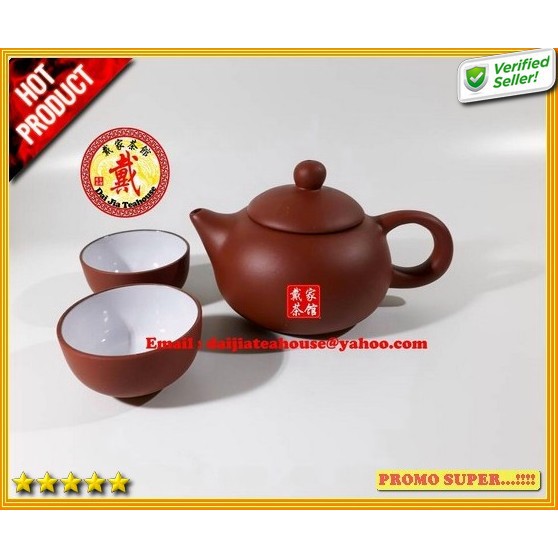Yixing Tea Pot set / teko teh 150ml + 2 tea cup ukuran 30ml R2971