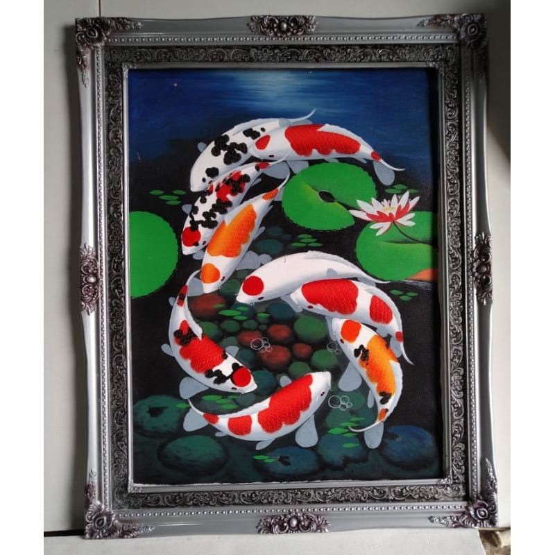lukisan ikan koi asli buatan tangan bukan print atau cetakan