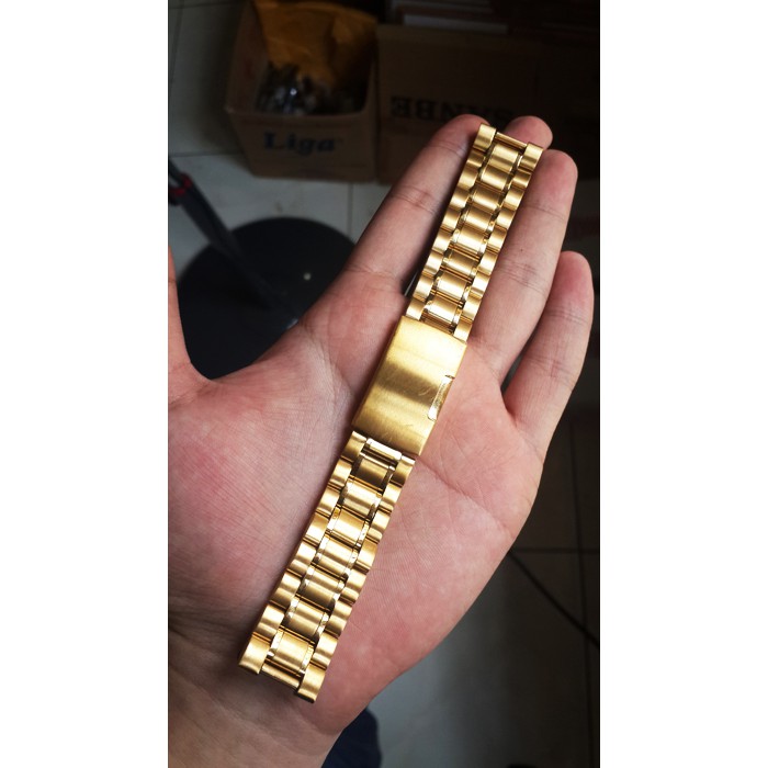 Tali Jam Tangan Besi Baja Stainless Steel Asli Original Emas Gold