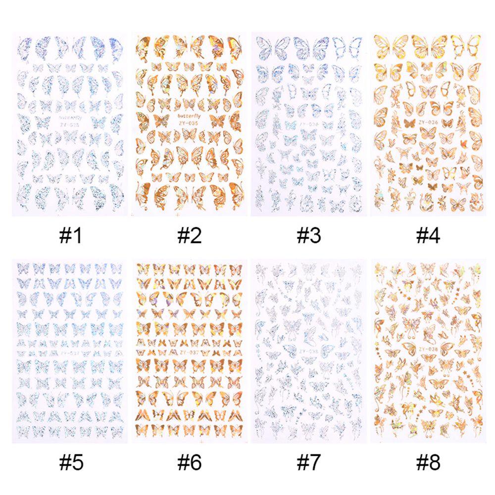 R-bunga Stiker Kuku Manicure Gold Silver DIY Nail Art Hologram