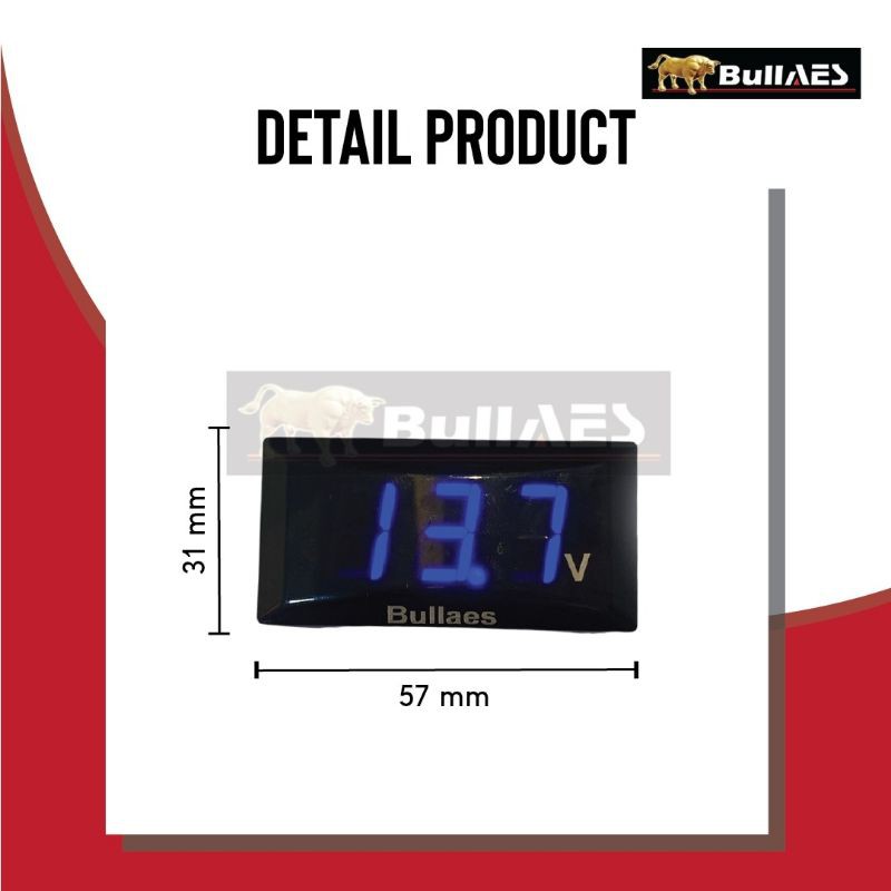 Volt Meter Motor &amp; Vol Meter Aki Digital Alat Pengukur Aki Motor Led WaterProof