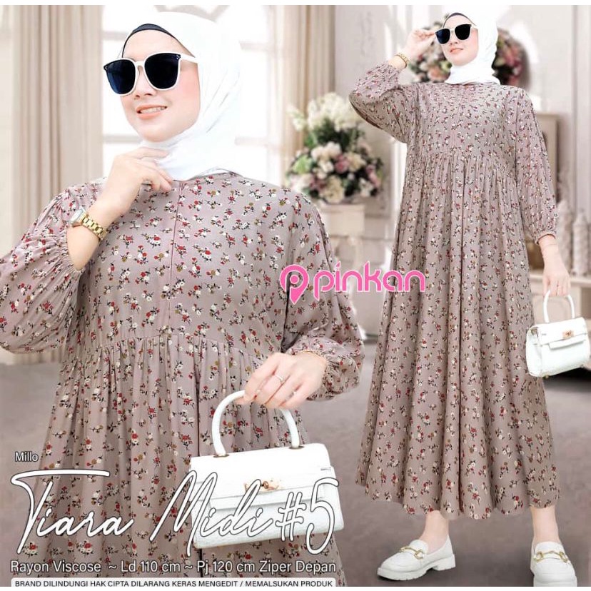 Tiara#5 dress maxy jumbo wanita baju gamis midi jumbo terbaru bahan rayon adem tebal murah halus mot