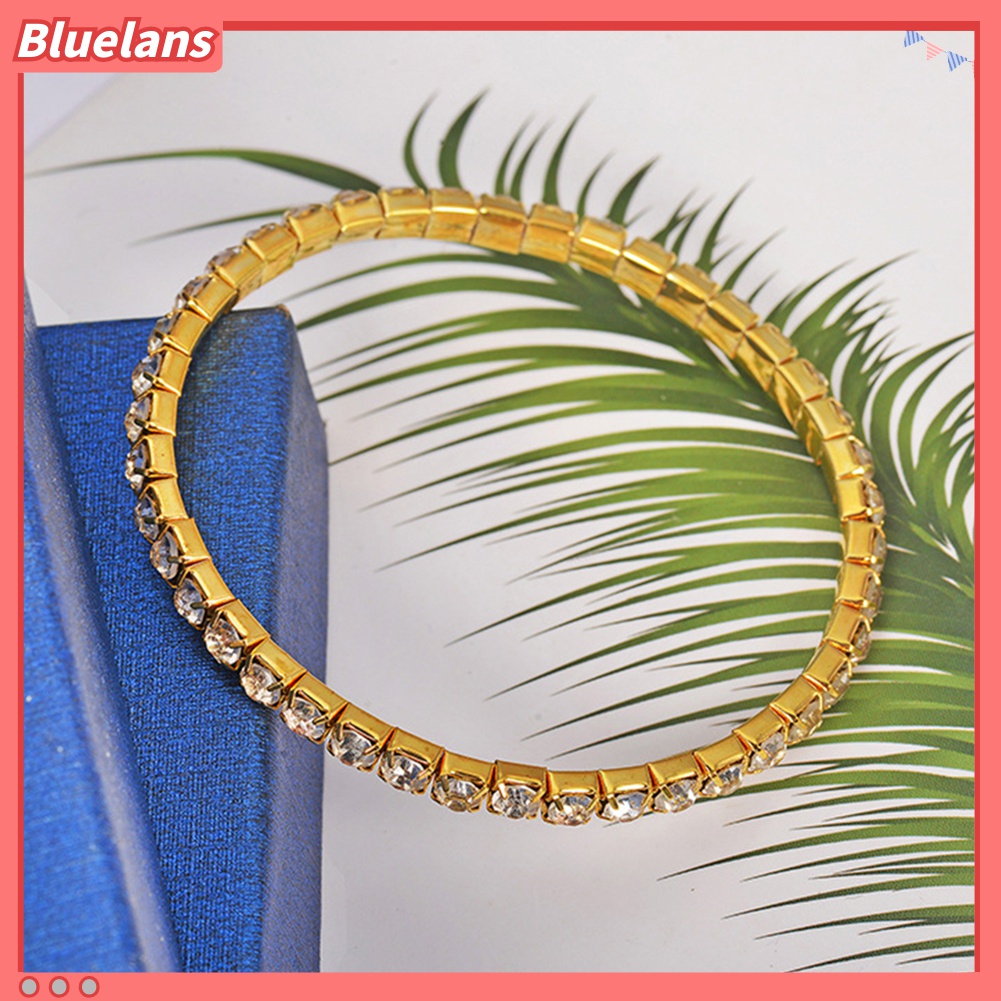 4pcs / Set Gelang Bangle Desain Bulan Bintang Hati Aksen Berlian Imitasi Untuk Wanita