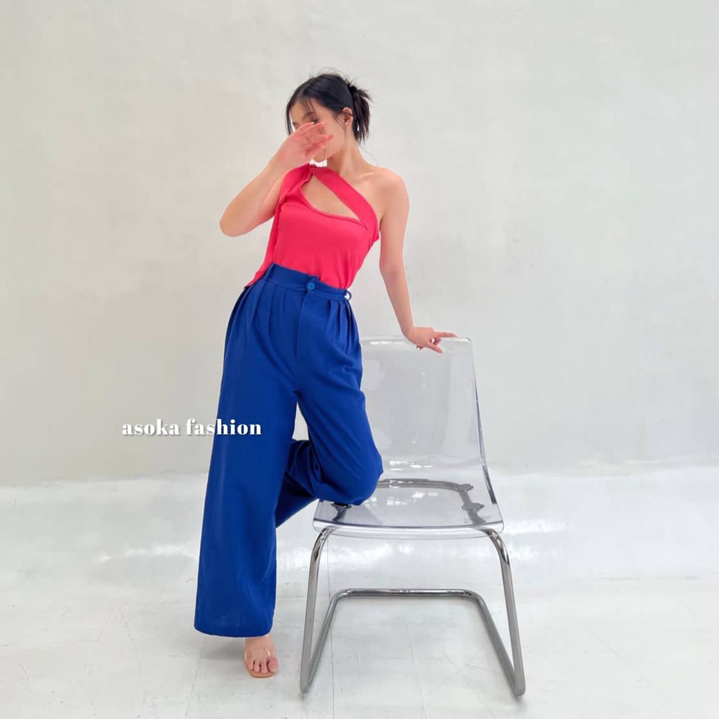 ASOKA Stormi Pants 2124 - Celana Kulot Linen - Celana Wanita Highwaist - POP COLORS