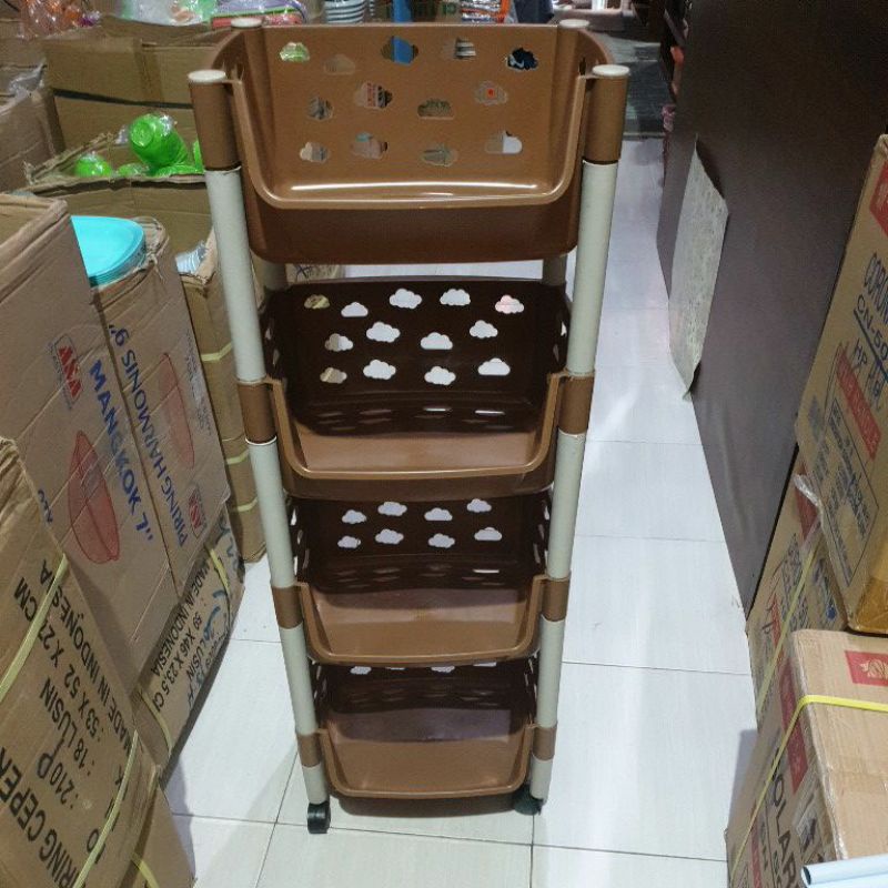 Rak plastik susun 4 buena beroda