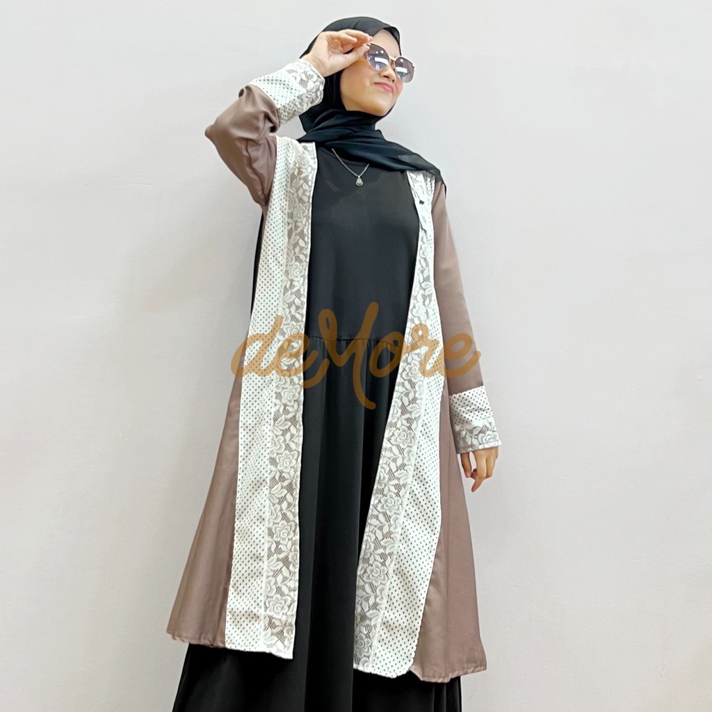 LONG OUTER HIJAB  CARDIGAN WANITA REVITA 2IN1 BUSANA WANITA MUSLIMAH DEMORE