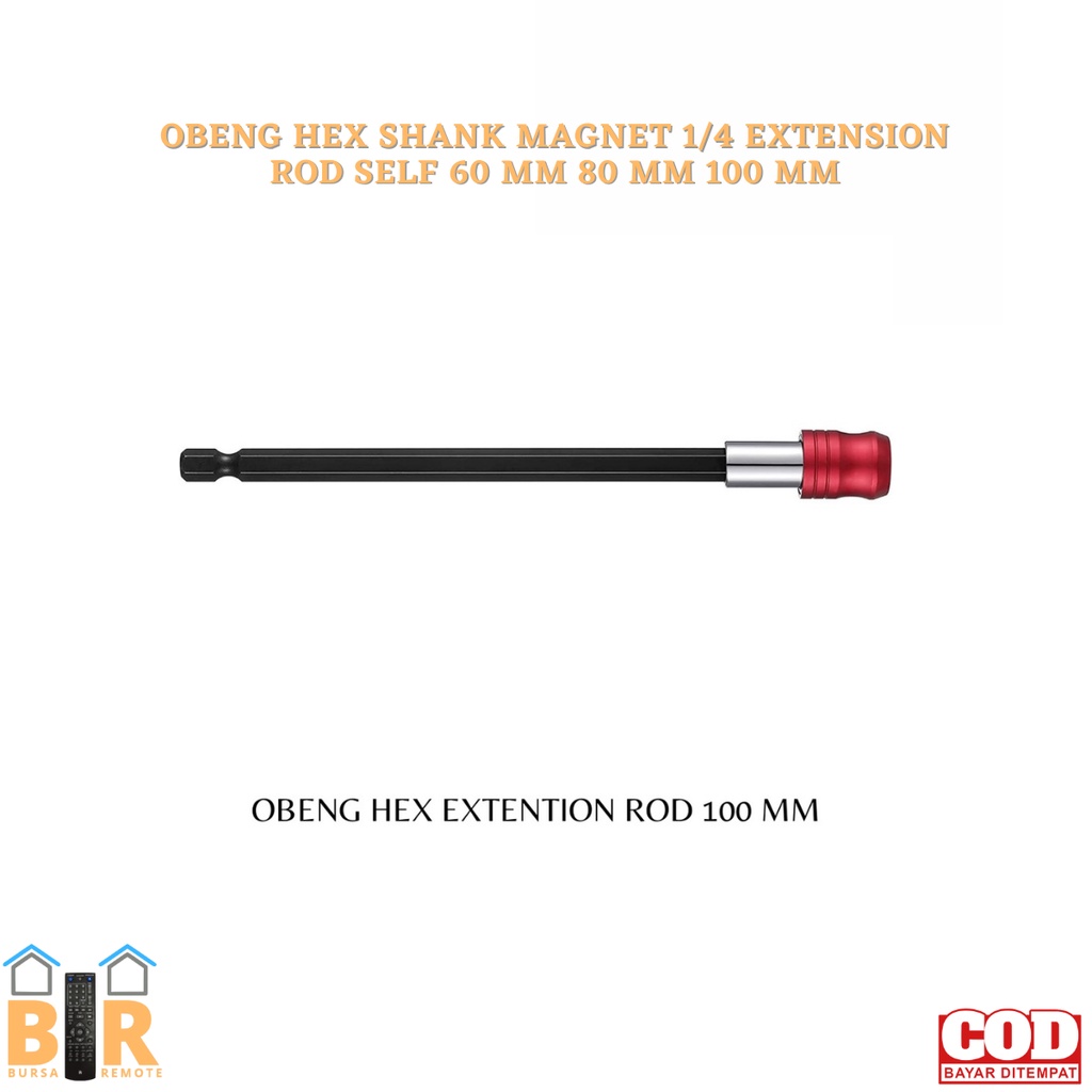 Obeng Hex Shank MAGNET 1/4 EXTENSION ROD SELF 60mm 80mm 100mm