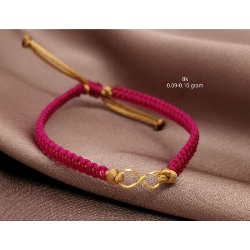 gelang tali cina beads variasi emas charm love infinity bintang bunga teddy bear beruang kadar 16K 7
