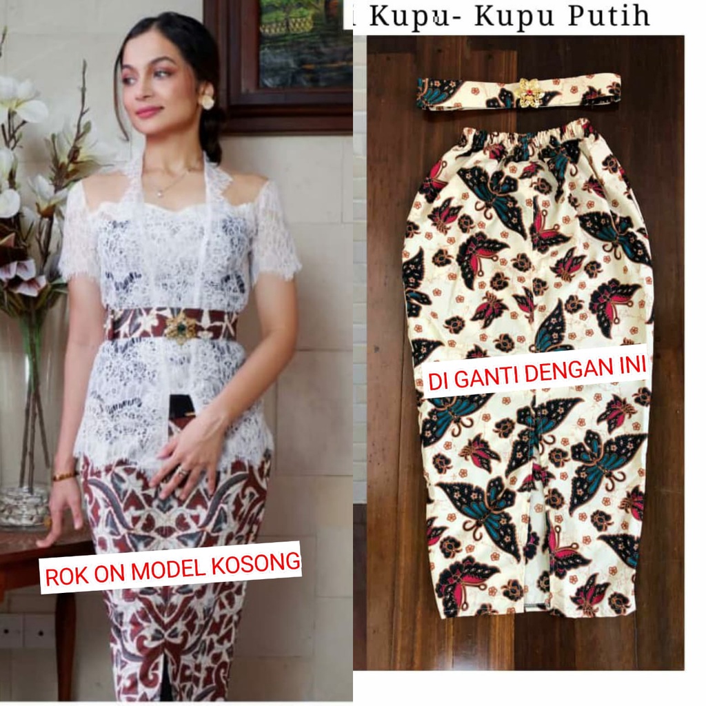 setelan kebaya bali brokat rang rang modifikasi tasya kebaya modern wisuda pesta-white violet