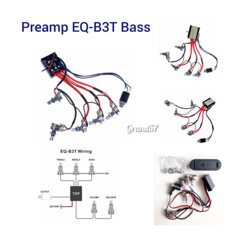 Belcat Pickup Aktif Eq-B3T Preamp Sirkuit Bass equalizer