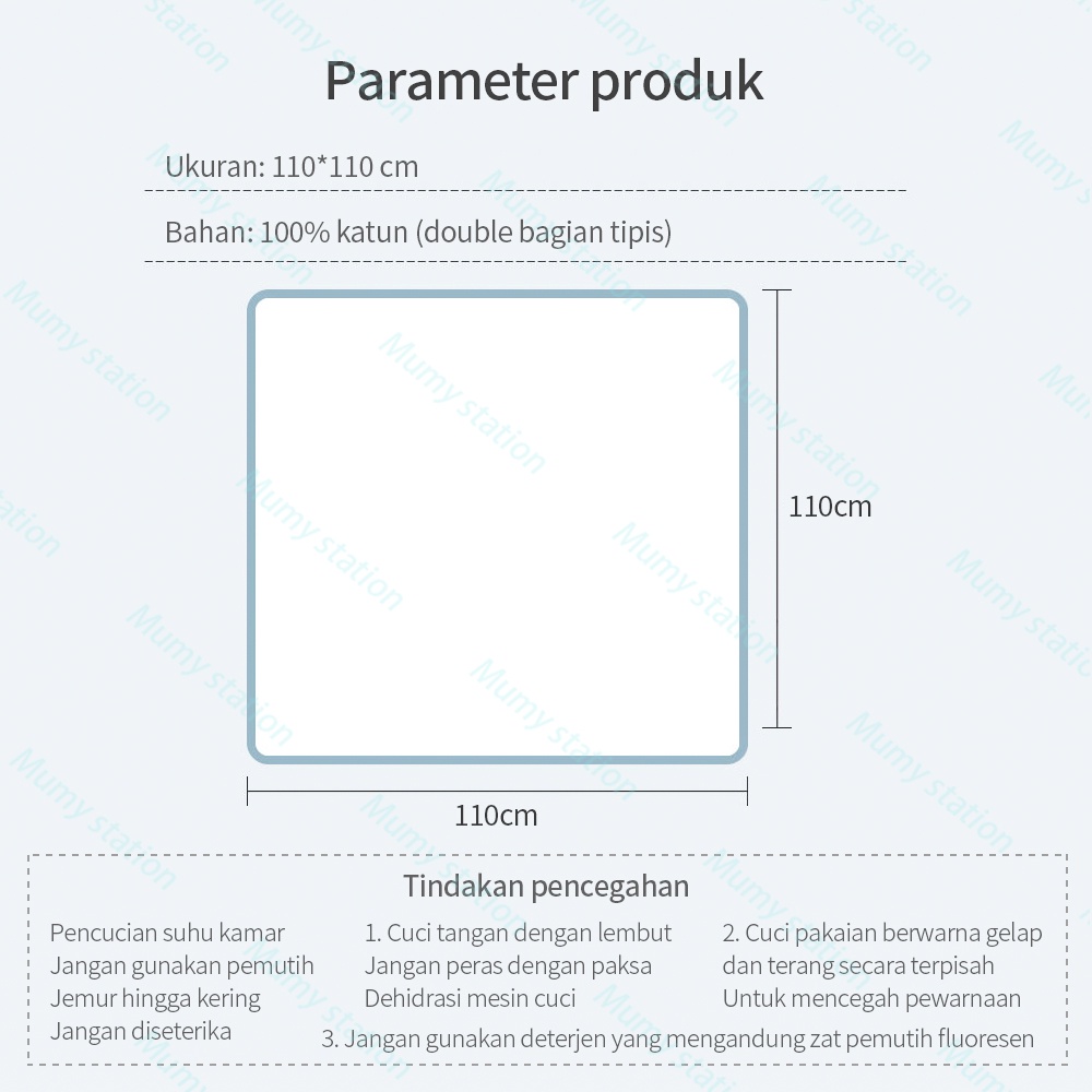 Mumystation kain bedong bayi/Selimut Bayi/katun swaddle muslin bayi(110*110 CM)