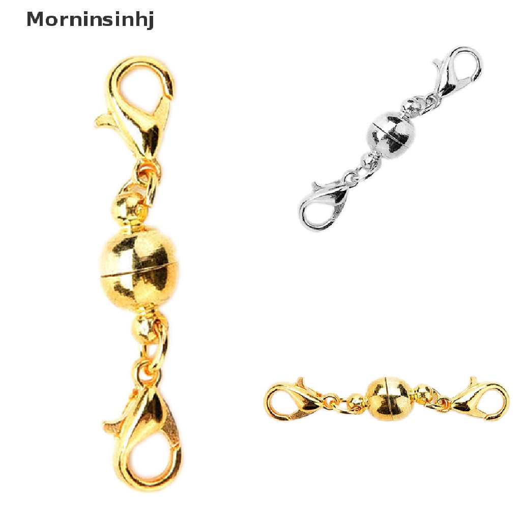 Mornin 10pcs Jepit Lobster Magnetik Nada Bola Gold &amp; Silver Untuk Perhiasan Kalung id